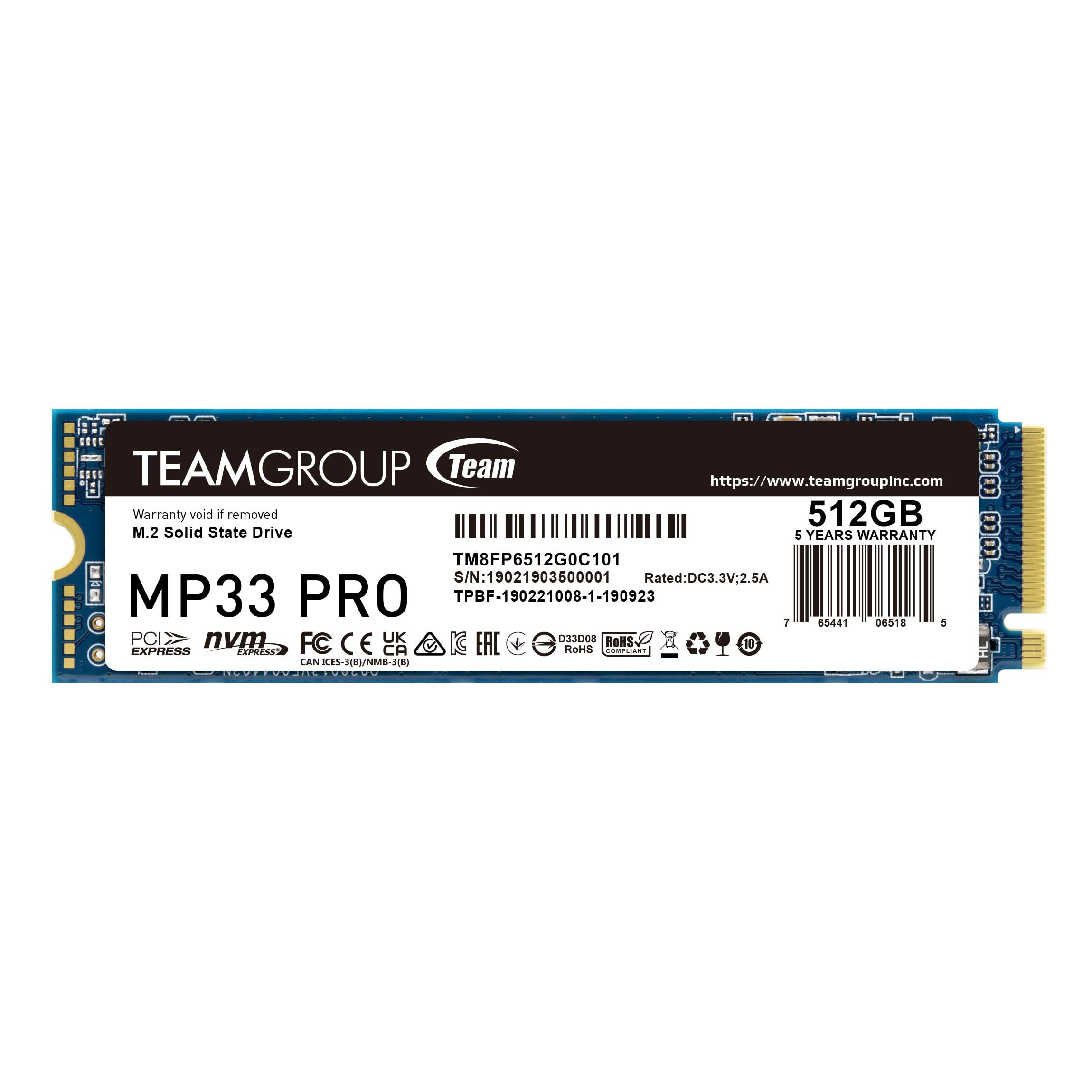 TeamGroup MP33 PRO M.2 512GB 3D NAND NVMe TeamGroup MP33 PRO M.2 512GB 3D NAND NVMe